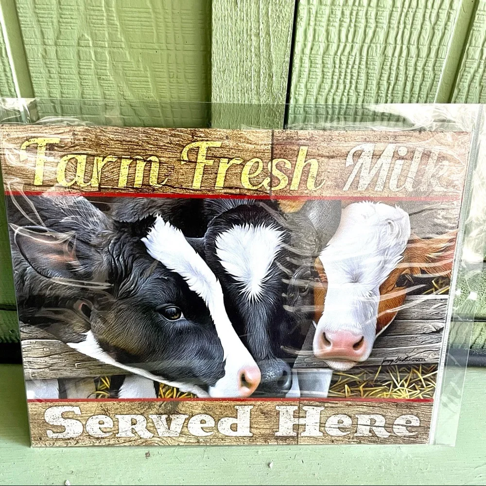 NEW Farm Fresh Milk Cow Metal Sign